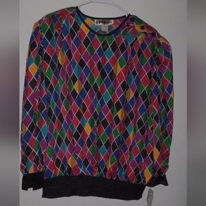 Vintage Sheer Jordan Woman Multi-Color Blouse Size 40/20W